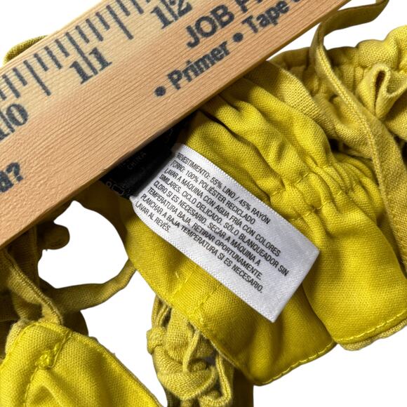 Wild Fable Smocked Ruched Crop Top — Yellow Ruffle Babydoll — Size S - Picture 5 of 5